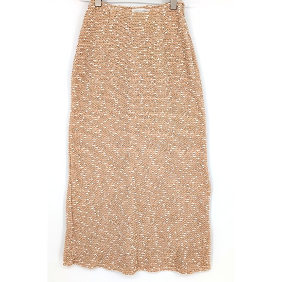 SABO Dresses & Skirts - Sabo Khaki‎ White Slub Knit Boucle Midi Skirt XS Neutral Resort Chic Lounge